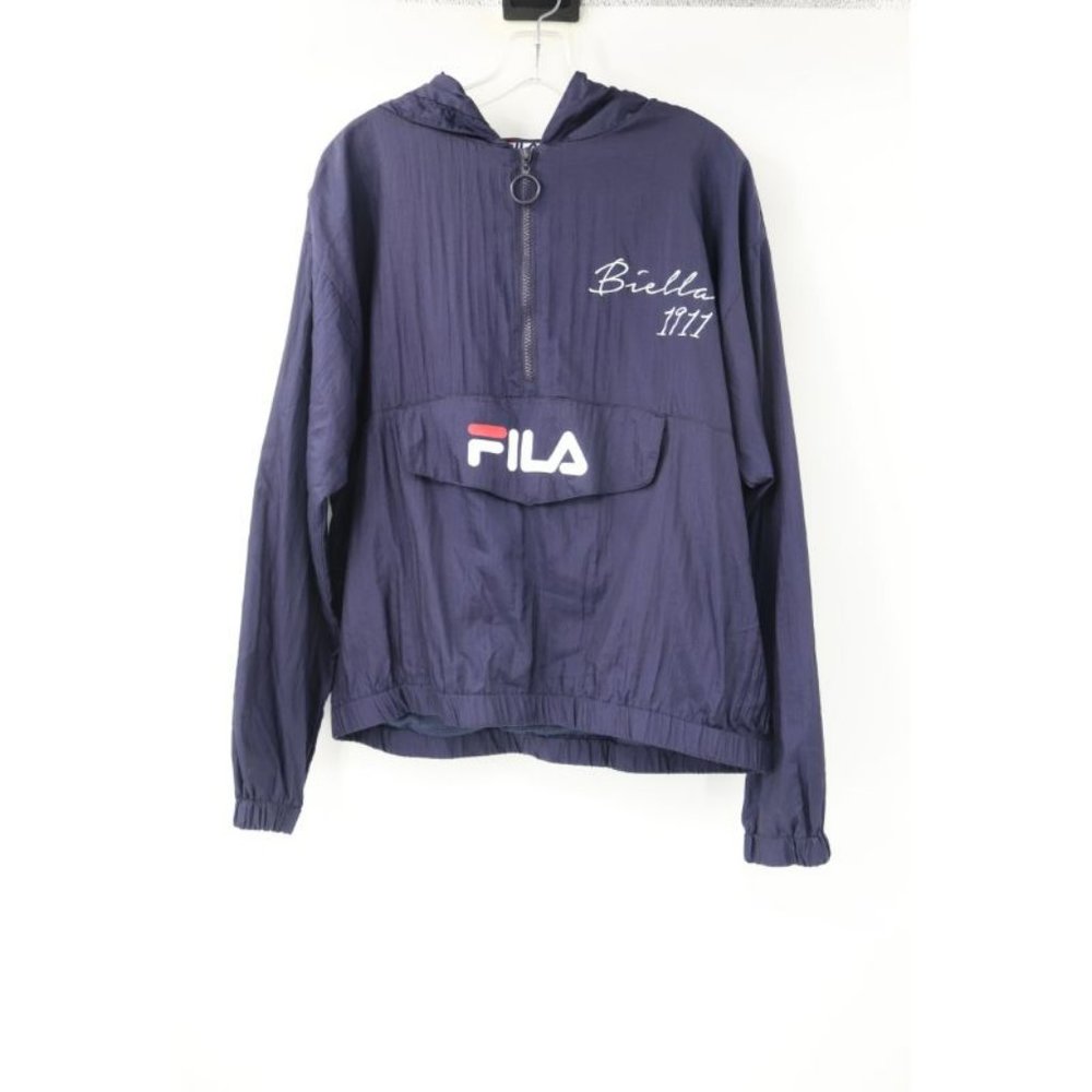Fila Biella1911 hoodie Womens XL 1/2 Zip Long Sleeve Pullover Jacket Navy Blue